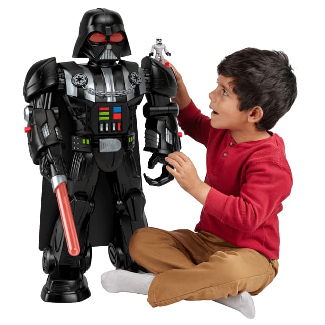 Imaginext Star Wars Darth Vader Bot 2+ Ft Toy, Lights Sounds & Stormtrooper Diecast Character Key - Imagem 1 de 6