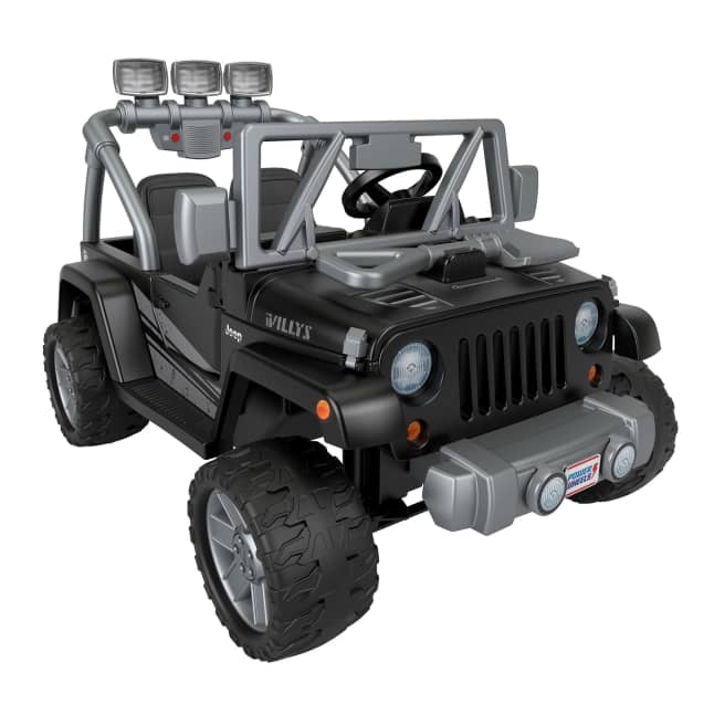 Power Wheels Jeep Wrangler Willys Battery-Powered Ride-On Vehicle With Lights & Sounds, Black - Image 1 of 5