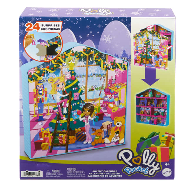 Polly Pocket Dolls And Playset Advent Calendar, Gingerbread House With Dollhouse Furniture, Toy Car, And Holiday Accessories - Imagem 1 de 6