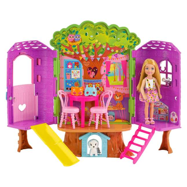 Chelsea Barbie Doll And Treehouse Playset With Pet Puppy - Imagen 1 de 6