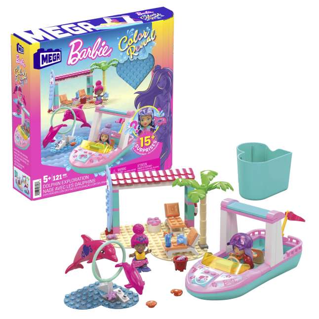 MEGA Barbie Juguete de Construcción Color Reveal Exploración con Delfines - Imagen 1 de 7