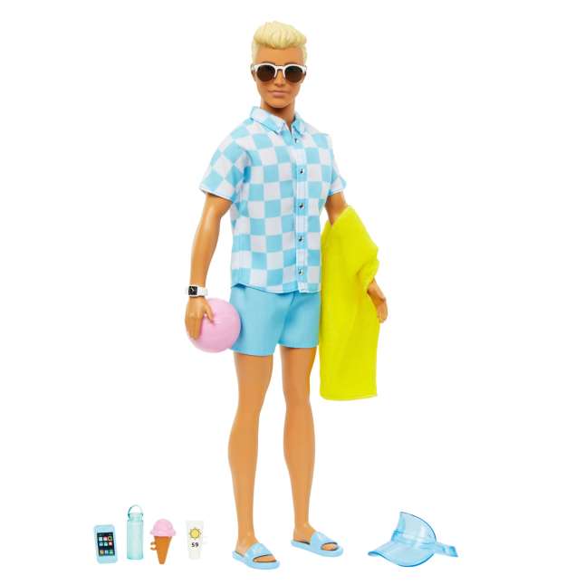 Barbie Ken Plage Poupée Blonde Short de Bain et Accessoires de Plage - Imagen 1 de 4