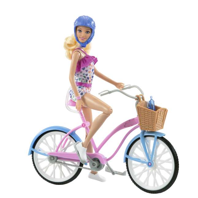 Barbie Doll And Bike Playset With Doll (11.5 in, Blonde) & Bicycle - Imagen 1 de 6