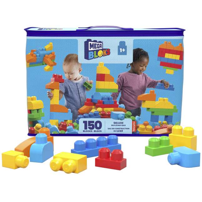 MEGA BLOKS Toy Blocks Deluxe Building Bag With Storage (150 Pieces) For Toddler - Image 1 of 6