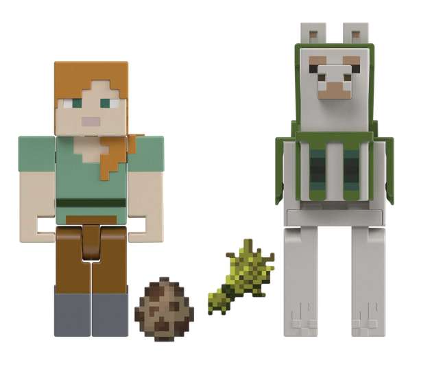 Minecraft Vanilla Figura de Brinquedo Pacote Alex e Lhama de 3.25