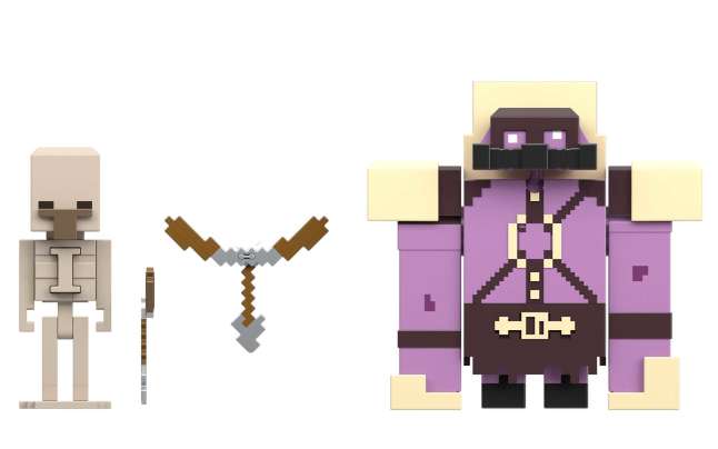 Minecraft Legends Figura de Brinquedo Pacote Fidget Porco-Tatu vs Esqueleto de 3.25