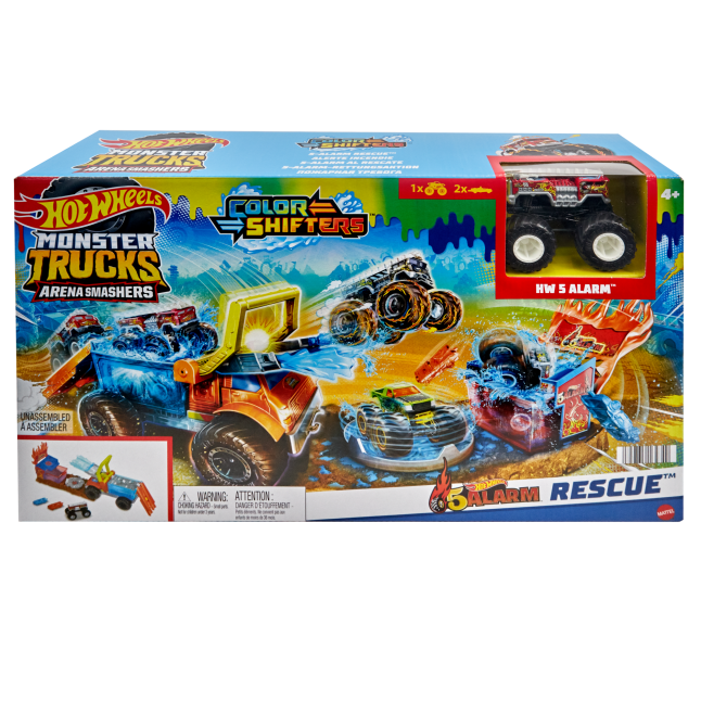 Hot Wheels Monster Trucks Arena Smashers Color Shifters 5-Alarm Rescue Playset - Image 1 of 6