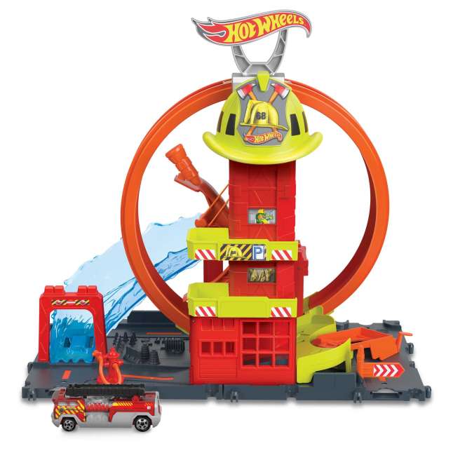 Hot Wheels City Pista de Juguete Súper Estación de Bomberos - Imagen 1 de 7
