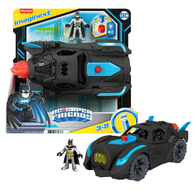 Imaginext DC Super Friends Lights & Sounds Batmobile, Batman Figure & Vehicle, 3-Piece Preschool Toys - Image 1 of 6