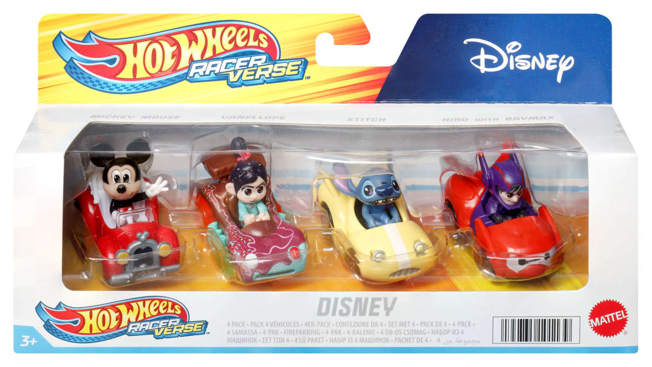 Hot Wheels Racerverse, Set Of 4 Die-Cast Hot Wheels Cars With Pop Culture Characters As Drivers - Image 1 of 3