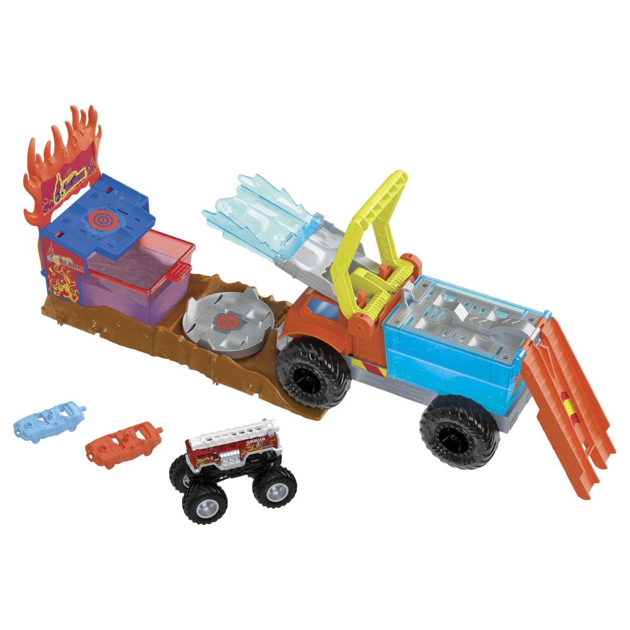 Hot Wheels Monster Trucks Arena Smashers Color Shifters 5-Alarm Rescue Playset - Image 1 of 6