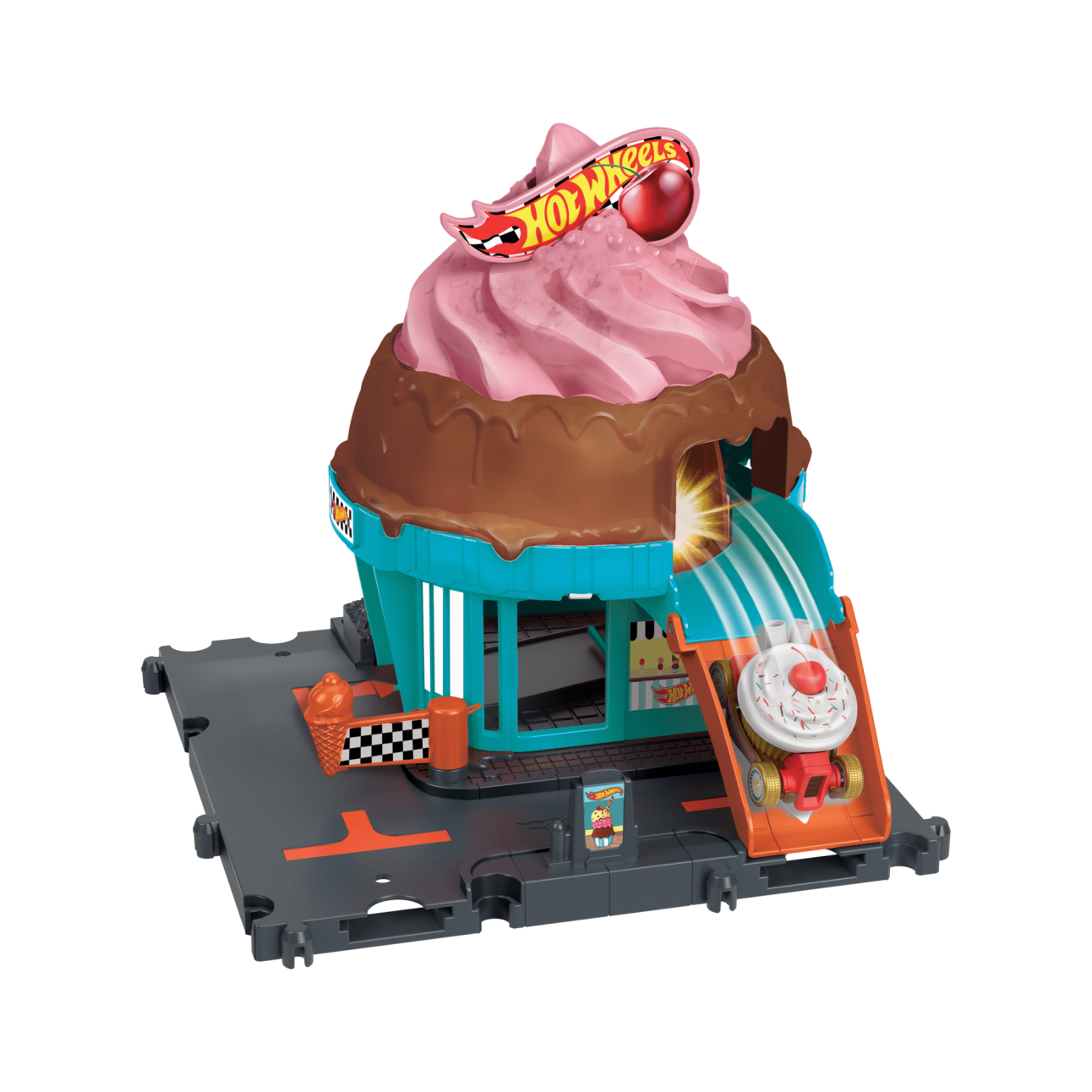 Hot Wheels City Pista Para Coches De Juguete Let'S Race Heladería - Image 1 of 6