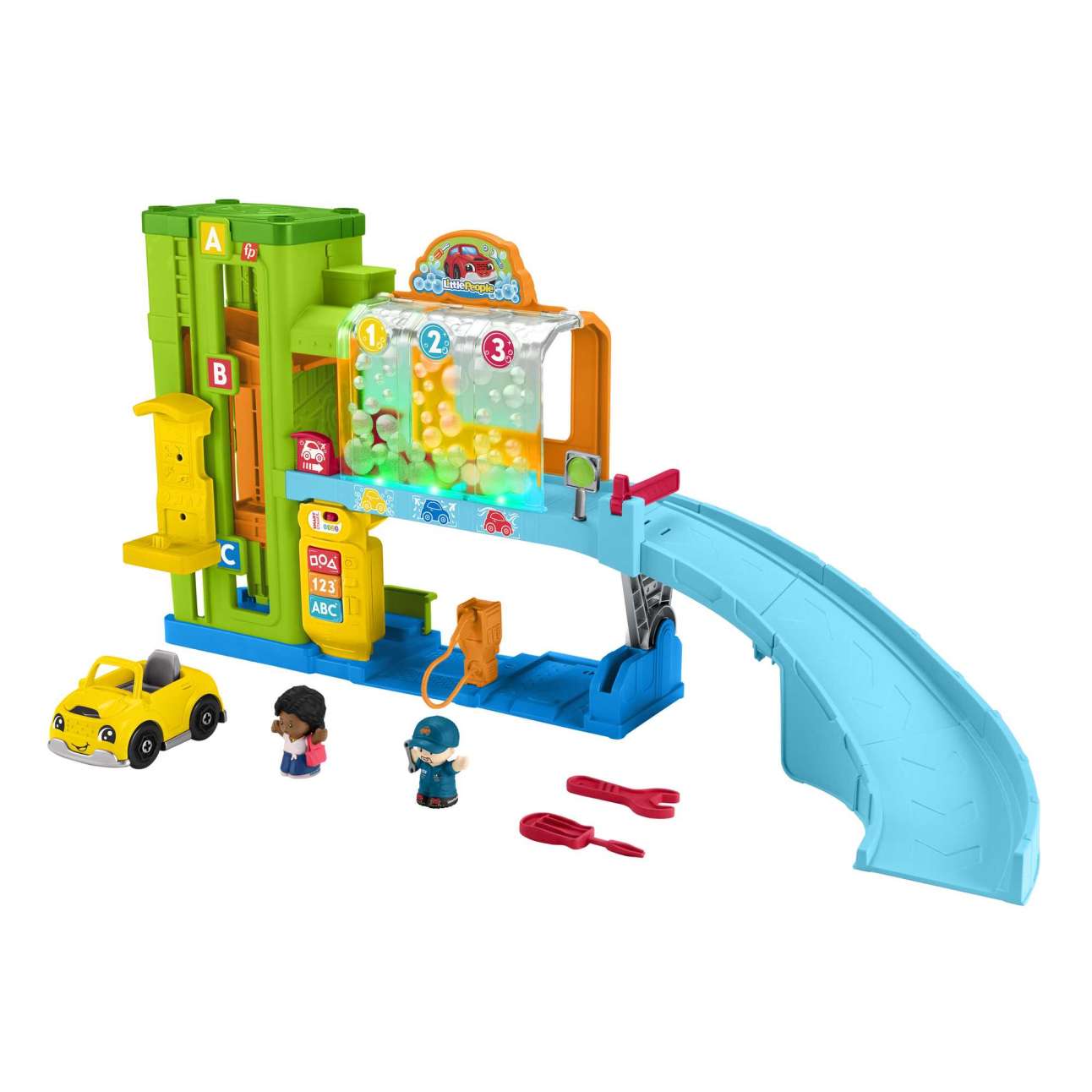 Fisher-Price Little People Leerzame Garage Met Lichtjes, Speelset Voor Peuters, 5 Speelonderdelen, Meertalige Versie - Bild 1 von 6