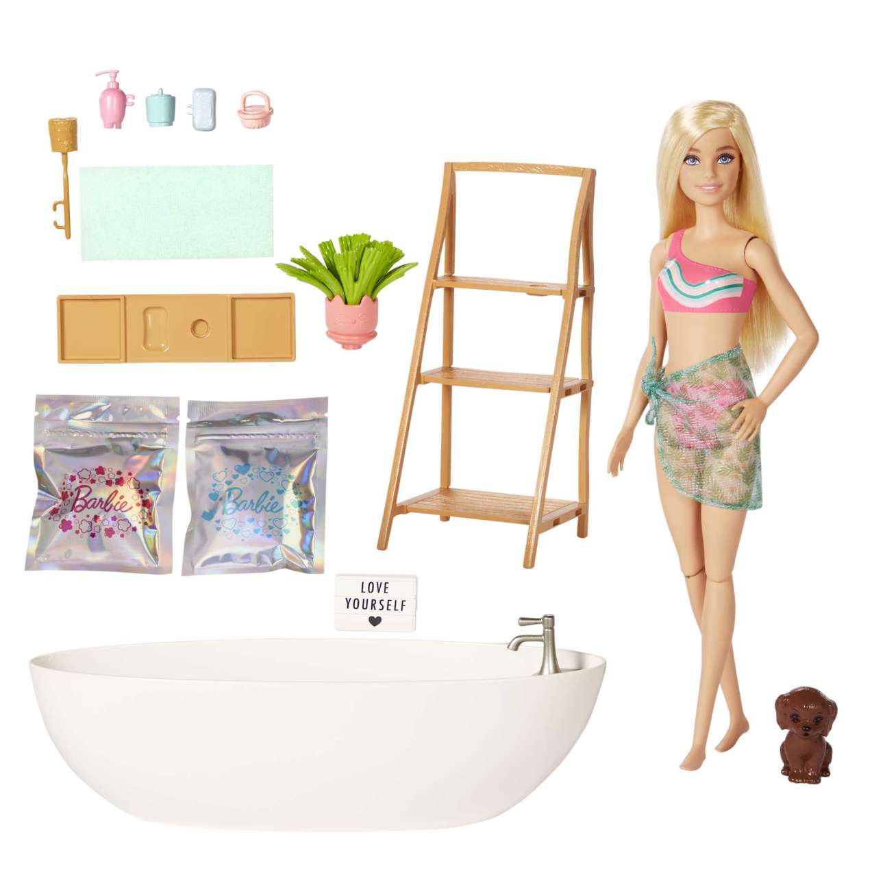 Barbie® Κούκλα & Τζακούζι Σετ, Ξανθιά, Σαπούνι - Κομφετί & Αξεσουάρ - Image 1 of 6