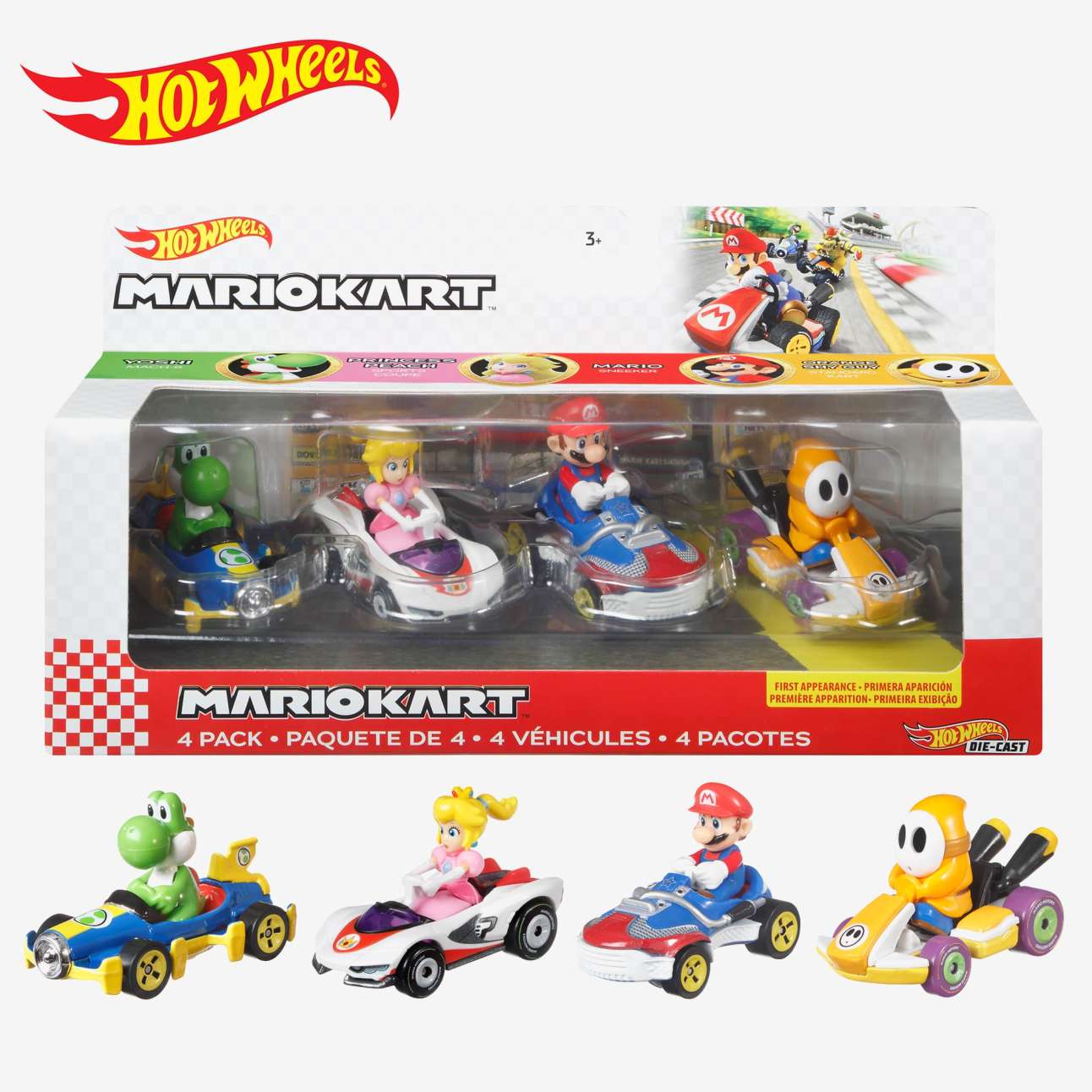 Hot Wheels - Assortiment Coffret 4 Véhicules Mario Kart - Petite Voiture - 3 Ans Et + - Image 1 of 10