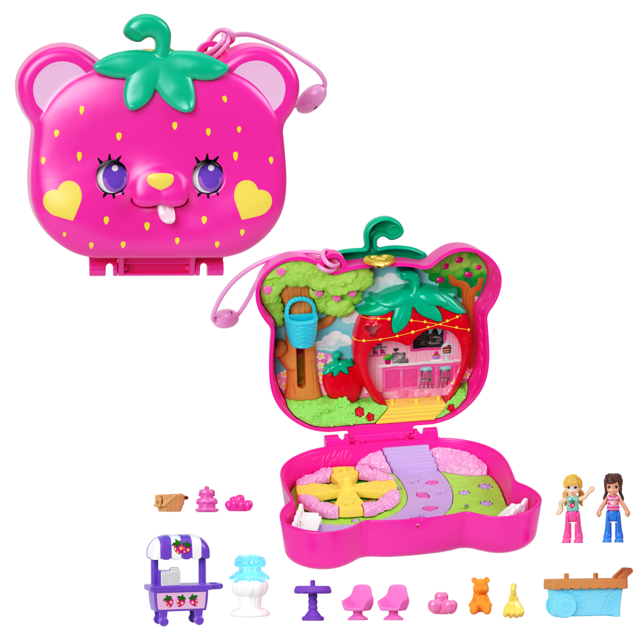 Polly Pocket Dolls And Playset, Travel Toys, Straw-Beary Patch Compact - Image 1 of 4