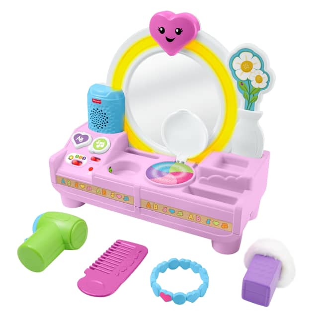 Fisher-Price Παίζω Και Μαθαίνω Εκπαιδευτική Τουαλέτα Ομορφιάς Μουσικό Σετ Παιχνιδιού Για Μωρά Και Νήπια, Πολύγλωσση Έκδοση