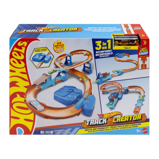 Hot Wheels Track Creator Tor wyścigowy Super skok + samochód w skali 1:64 Zestaw Zabawka 5+