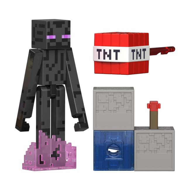 Minecraft Enderman Actionfigur Mit Zubehör-Set, Spielzeug Zum Sammeln Mit Bauteil, Maßstabsgetreu, Ca. 8 Cm Groß