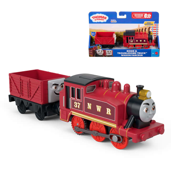 Thomas & Friends By Fisher-Price Motorized Train, Battery-Powered Toy Rosie Engine & Troublesome Truck