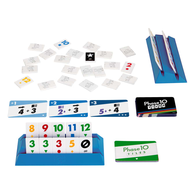 Phase 10 Tiles Spel, Familiespel Met Tegels Van Het Rummykubtype, Speelplezier Voor 2-6 Spelers