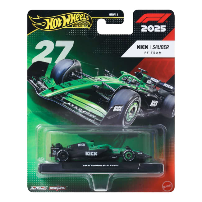 Hot Wheels Premium Formuła 1 Metalowy samochód bolid F1 w skali 1:64 Sauber – Nico Hulkenberg #27 Auto dla kolekcjonerów