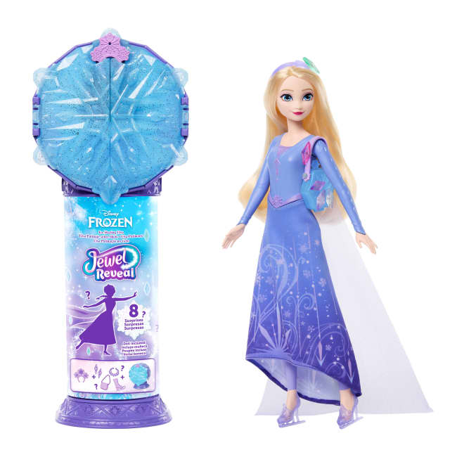 Disney Frozen Jewel Reveal Schaatsende Elsa Modepop Met 8 Verrassingen, Waaronder Sieradendoosje En Accessoires