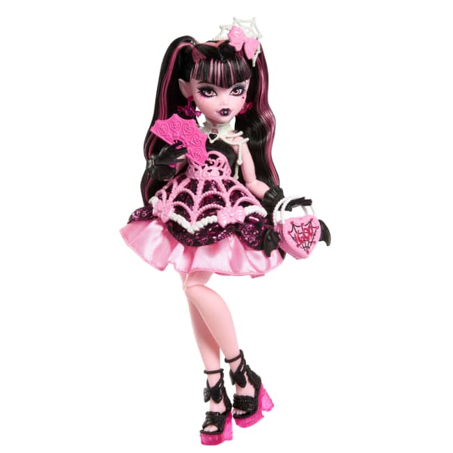 Monster High Scary Sweet Birthday, Bambola Draculaura in Abito Da Party Con Palloncino E Regalo