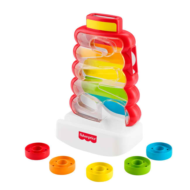 Fisher-Price Drop Through Rock-A-Stack Baby & Toddler Developmental Activity Toy, 5 Coins