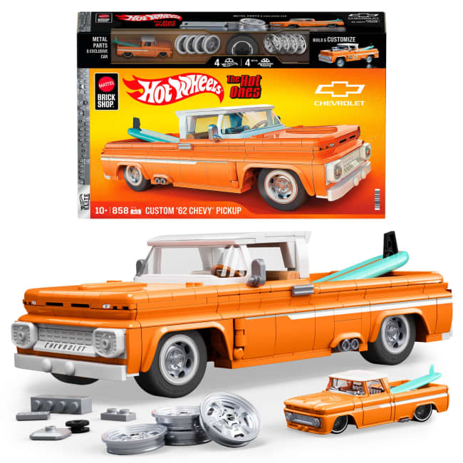 Mattel Brick Shop Hot Wheels Custom ’62 Chevy Pickup, Kit Giocattolo Da Costruire (858 Pezzi) Per Collezionisti