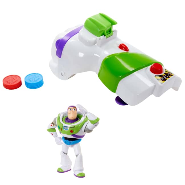Disney Pixar Toy Story Buzz Lightyear 7 Inch Figure & Punch Launcher Toy, Lights & Sound, 5 Discs