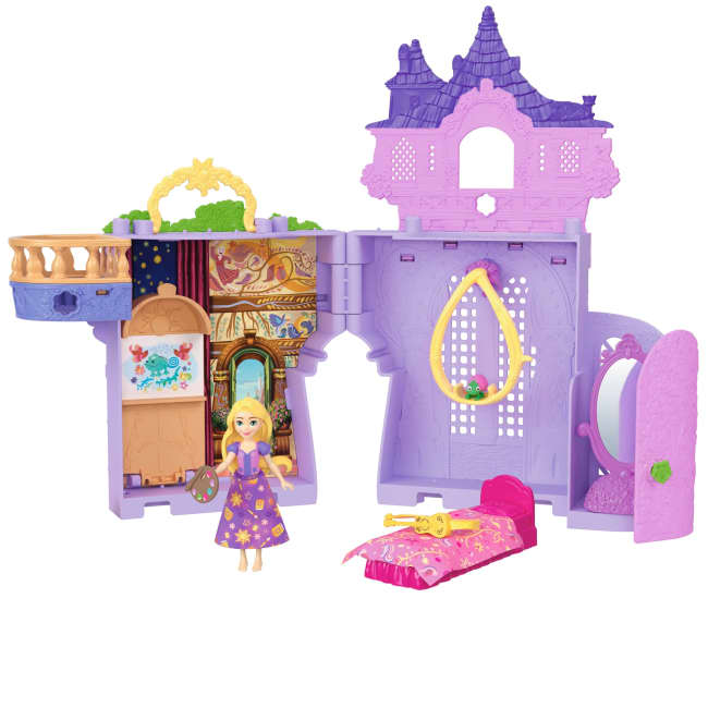 Casa De Muñecas Storytime Stackers De Rapunzel De Disney Princesas Con Muñeca Pequeña, Figura De Pascal Y Siete Accesorios