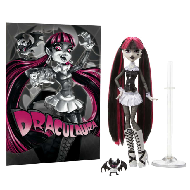 Muñeca Draculaura De Monster High En Blanco Y Negro Con Pósteres