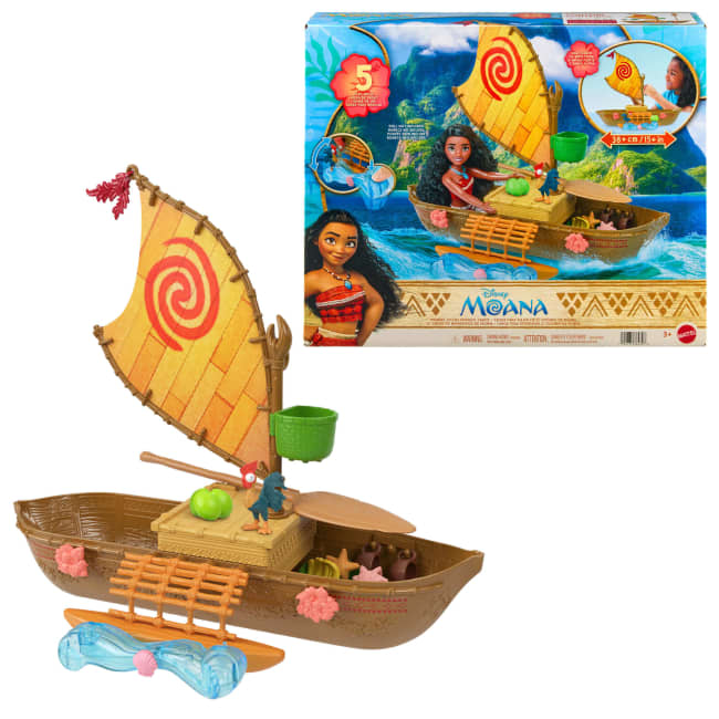 Disney Vaiana Schwimmendes Ozeanboot Spielset Mit 5 Spielbereichen, 9 Zubehörteilen Und Tierfigur