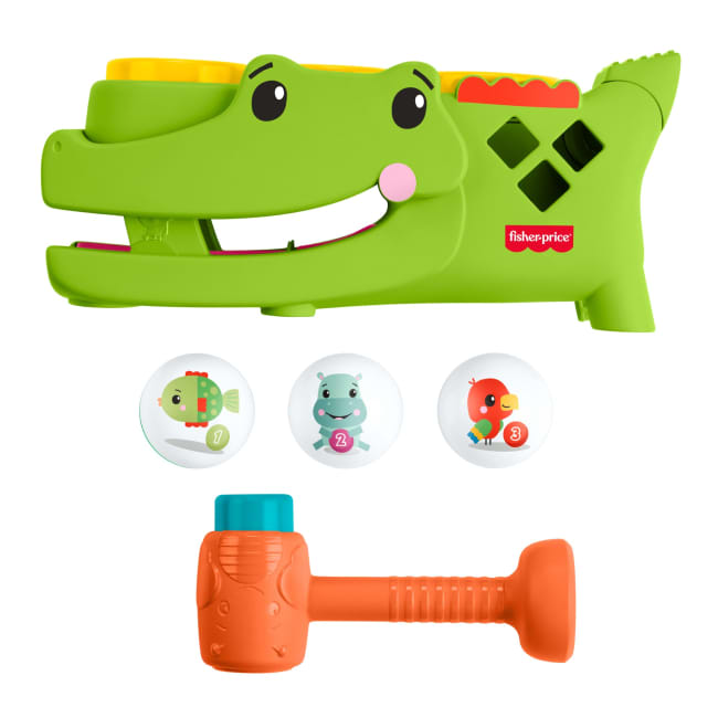 Fisher-Price Zit En Tik Rolligator, Babyspeelgoed Met Tikactiviteit En Kruipend Spelen, 3 Ballen En Hamer