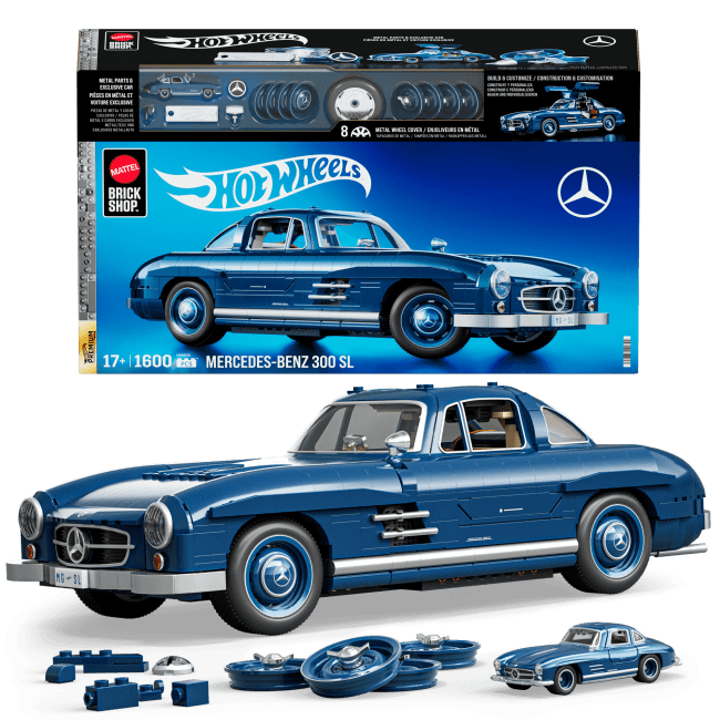 Mattel Brick Shop Hot Wheels Kit Da Costruzione Mercedes-Benz 300 Sl (1500 Pezzi) Per Collezionisti