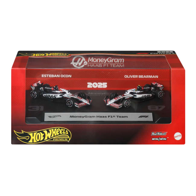 Hot Wheels Premium Moneygram Haas F1 Team 2-Pack With Ocon & Bearman Racecars