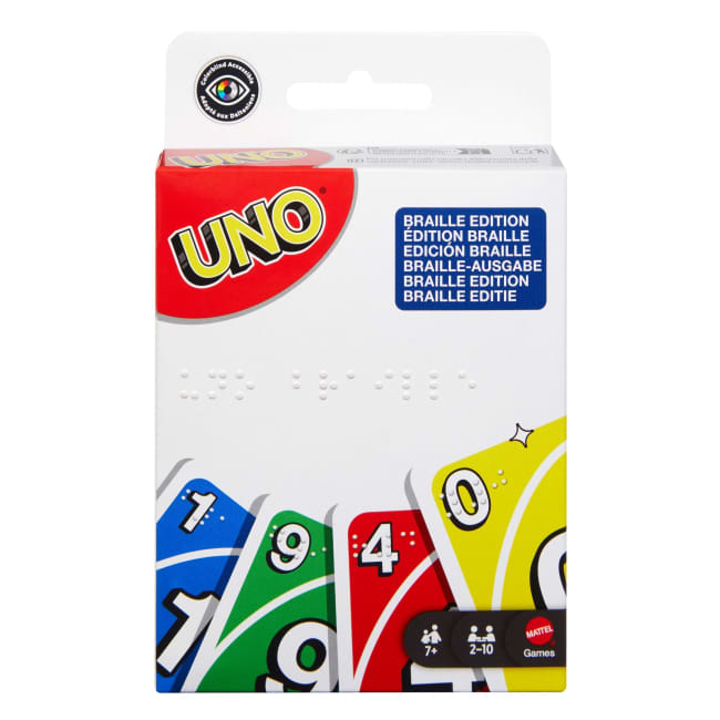 Mattel Games-UNO Braille-Pour Joueurs Aveugles Ou Malvoyants