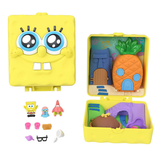 Polly Pocket Mikropuppen Und Spielset, Spongebob-Partnership-Schatulle Mit Patrick-Puppe Und 7 Zubehörteilen