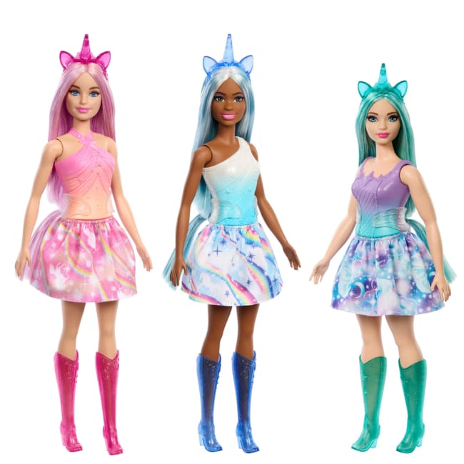 Barbie Unicornio Muñecas Con Melena De Fantasía, Vestidos En Tonos Degradados Y Accesorios Inspirados En Los Unicornios