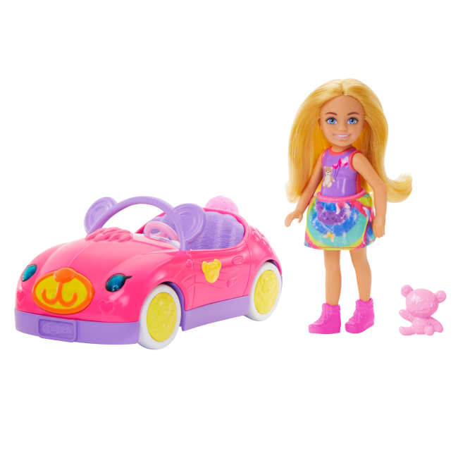Barbie-Chelsea Et Son Cabriolet-Coffret Poupée Blonde, Ours En Peluche