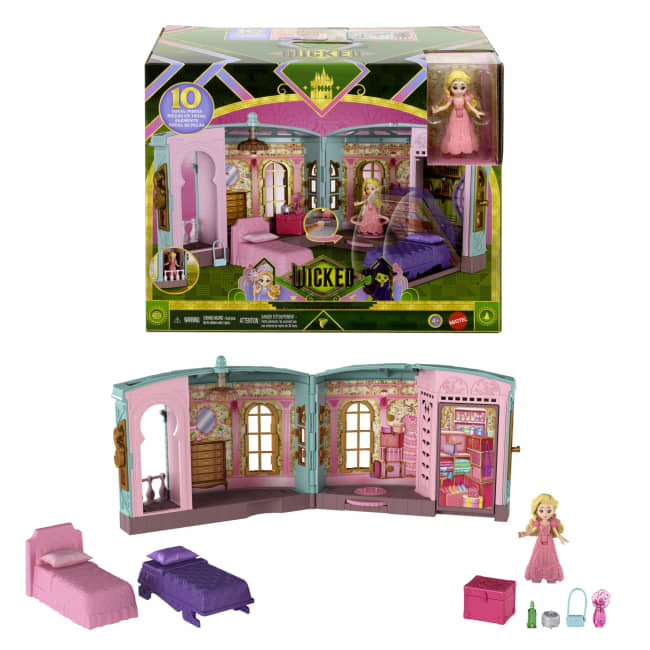 Universal Pictures’ Wicked So Popular Dorm Small Doll Playset With 3 Play Spaces & 10 Total Pieces