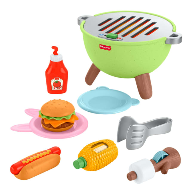Fisher-Price Kamp Zamanı Barbekü Seti, Yürüme Çağındaki Ve Daha Büyük Çocuklar Için Yemek Temalı Oyun Seti, 14 Parça