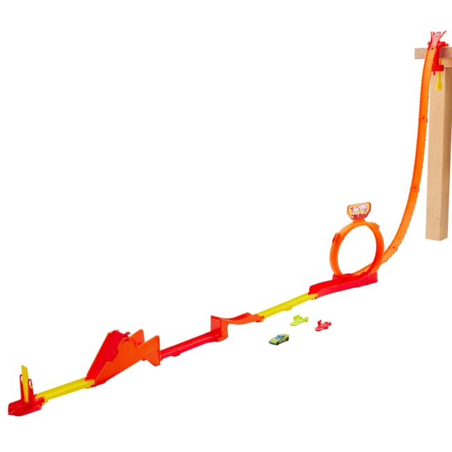 Hot Wheels Action Hot Ones Kaskaderski skok Tor wyścigowy Zestaw + 1 samochód w skali 1:64 Zabawka 3+