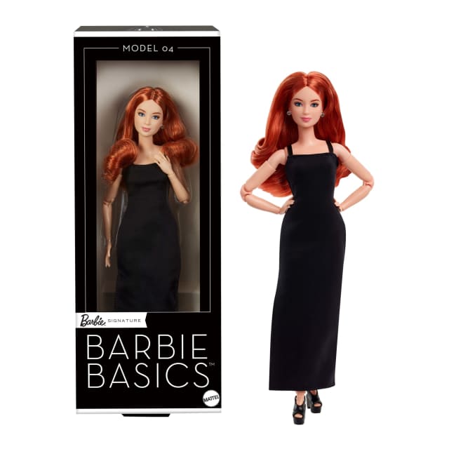 Barbie Basics Koleksiyona Uygun Bebek, Siyah Elbisesi Ve Platform Topuklu Ayakkabılarıyla Kızıl Kıvırcık Saçlı Model 04