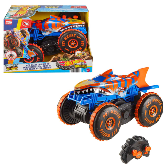 Hot Wheels Monster Trucks Tiger Shark Που Σκαρφαλώνει, Τηλεκατευθυνόμενο Όχημα Με Μπαταρία