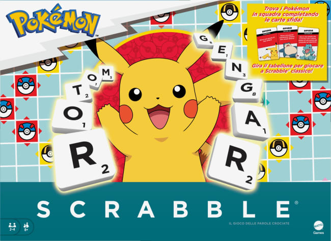 Scrabble Pokémon, Il Classico Gioco Da Tavolo Delle Parole Per Famiglie Con Due Modalità Di Gioco Per 2-4 Giocatori, Edizione Italiana