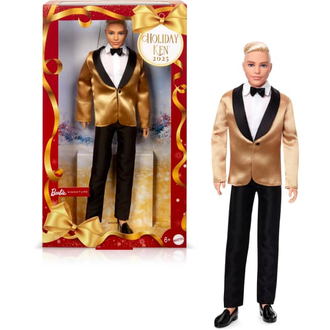 Barbie Signature, Ken Magia Delle Feste 2025, Bambola Da Collezione Con Tuta Elegante E Giacca Dorata