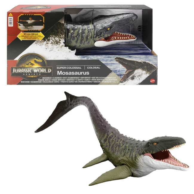 Jurassic World Rebirth Mosasauro Supercolossale, Action Figure, Dinosauro Giocattolo