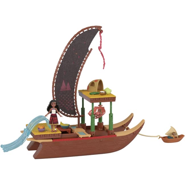 Conjunto De Juego Canoa De Aventuras De Vaiana De “Vaiana 2” De Disney Con 1 Muñeca Pequeña, 1 Canoa Y 10 Accesorios